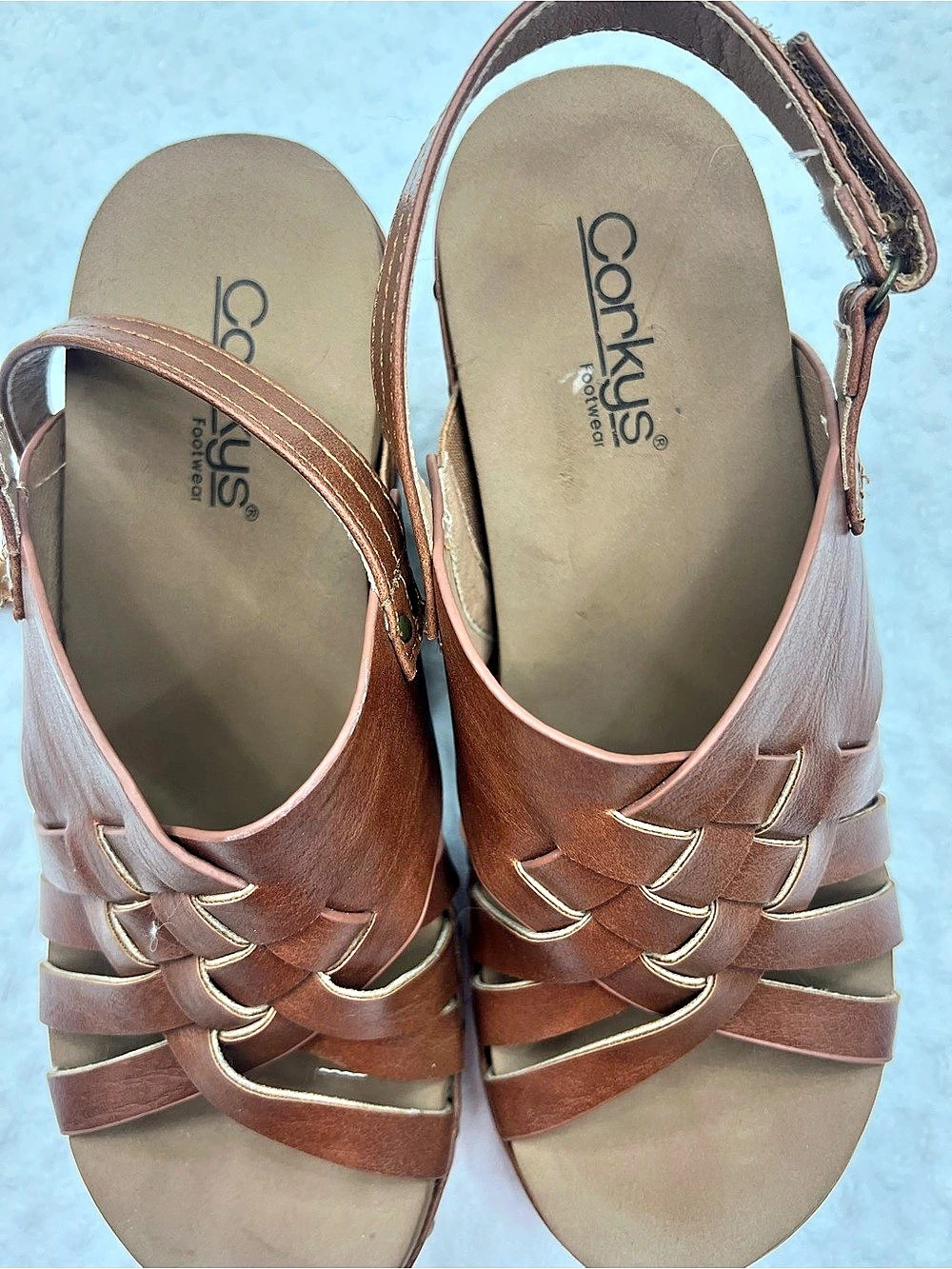 Corky's Woven Cork Wedge Sandals Brown US 8 - Picture 4 of 8